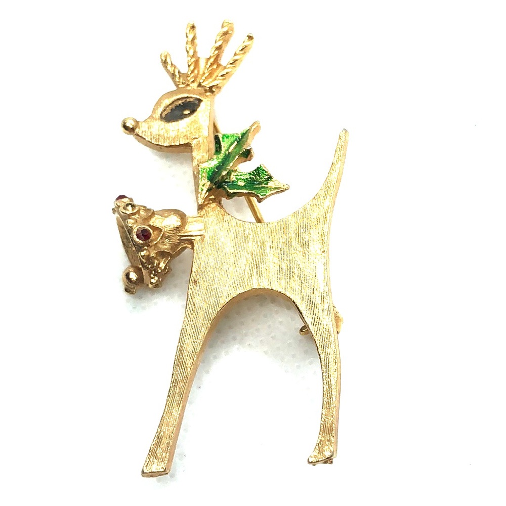 VTG MYLU Reindeer Brooch/Pin Gold tone